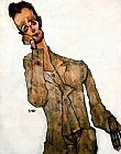 Egon Schiele Famous Paintings - Reclining man